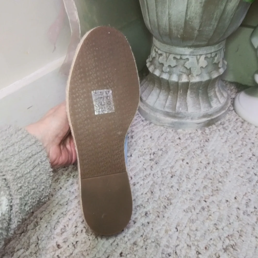 Michael Kors Jute Trimmed Blue Suede Loafers - Picture 6 of 7